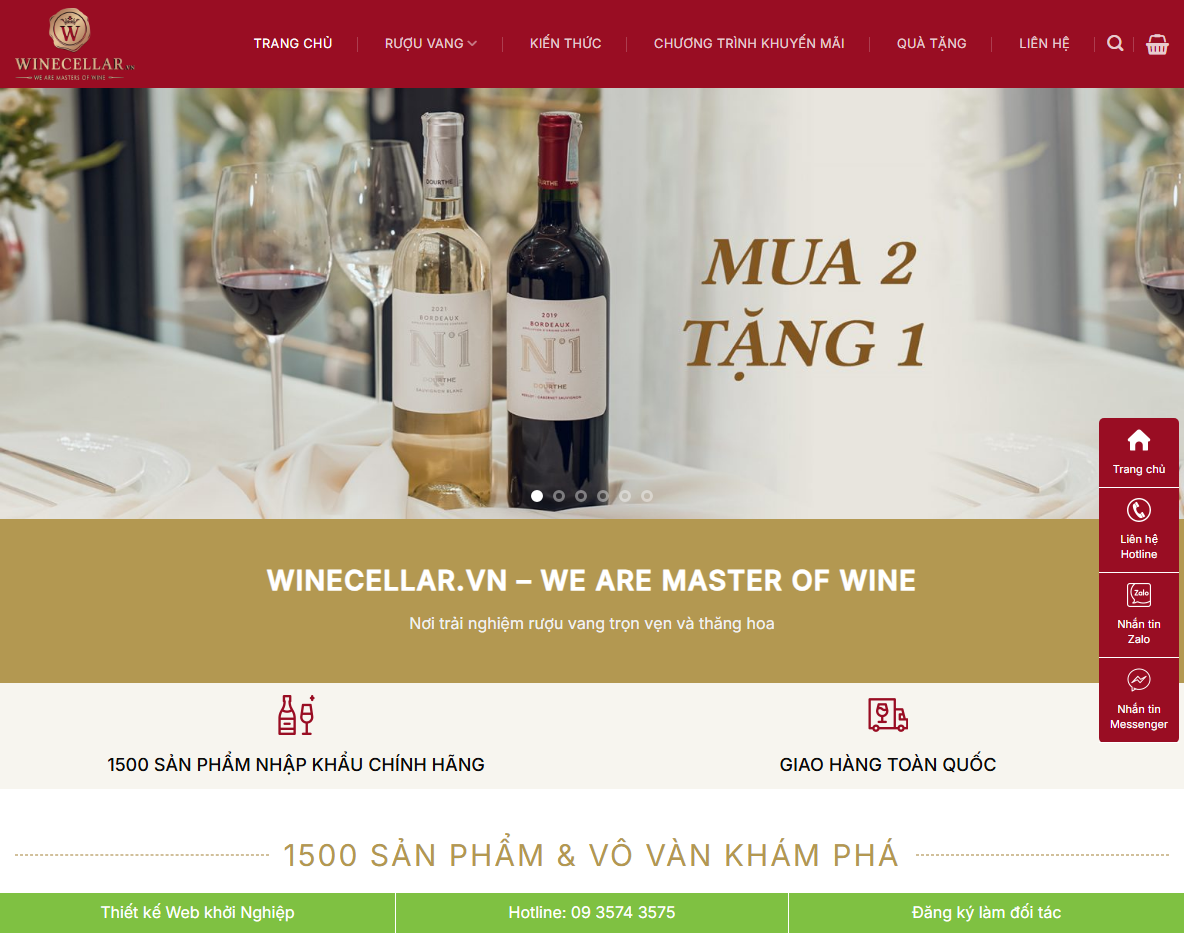Giao diện trang chủ Theme WordPress Shop Rượu 02