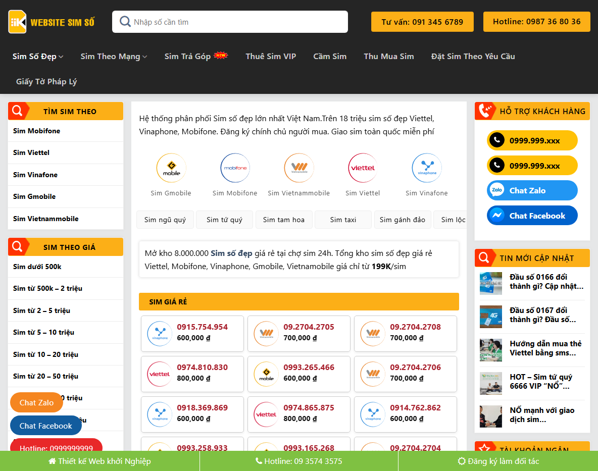 Giao diện Theme WordPress Sim Số 02