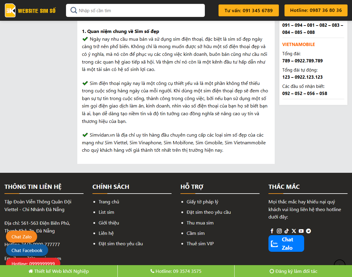 Giao diện quản trị Theme WordPress Sim Số 02