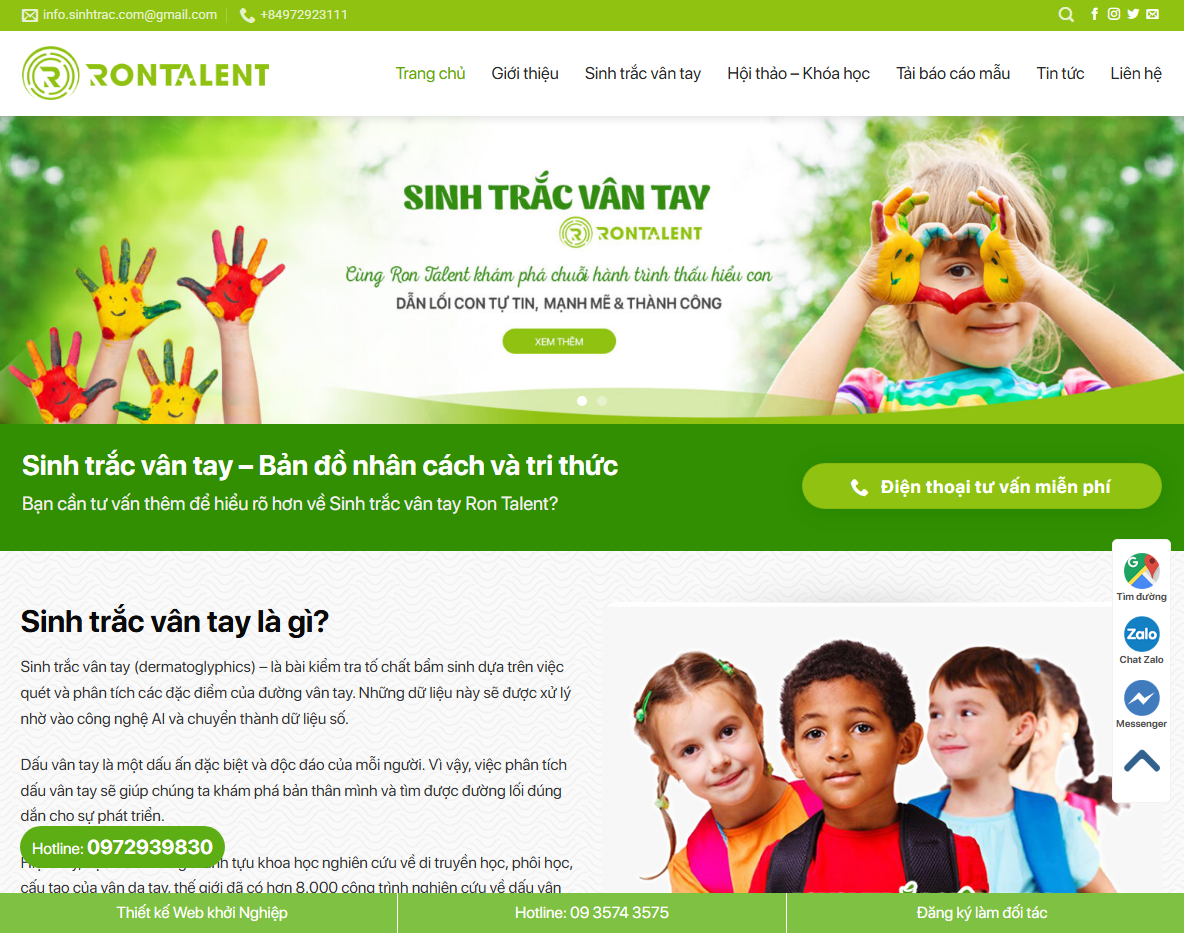 Giao diện theme wordpress sinh trắc vân tay