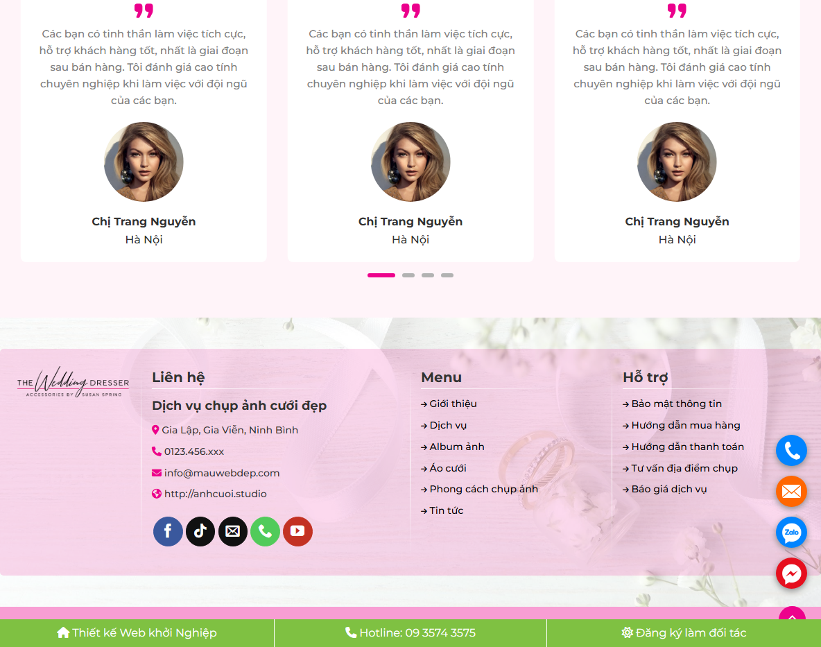 Tính năng Theme WordPress Studio Ảnh Cưới 02
