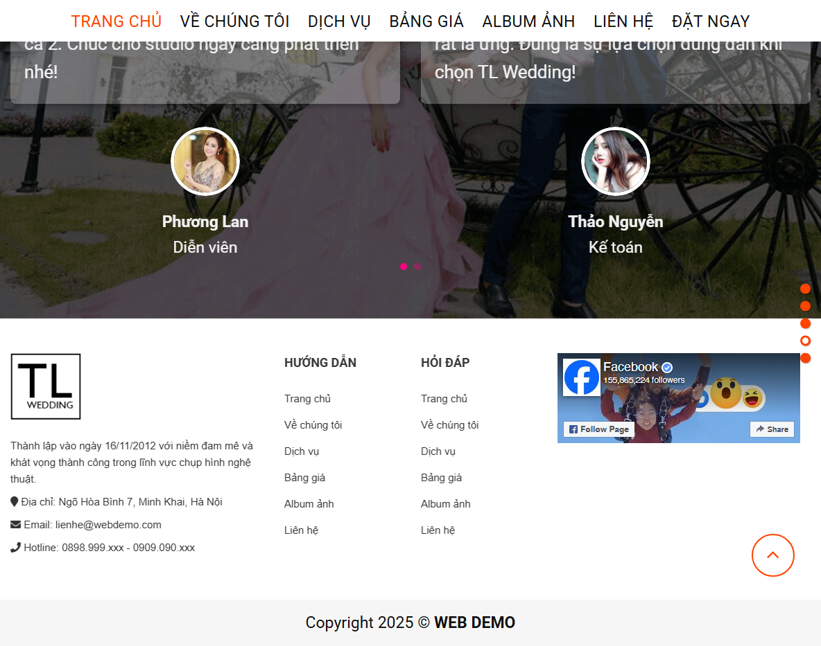 Tính năng Theme WordPress Studio Ảnh Cưới 05