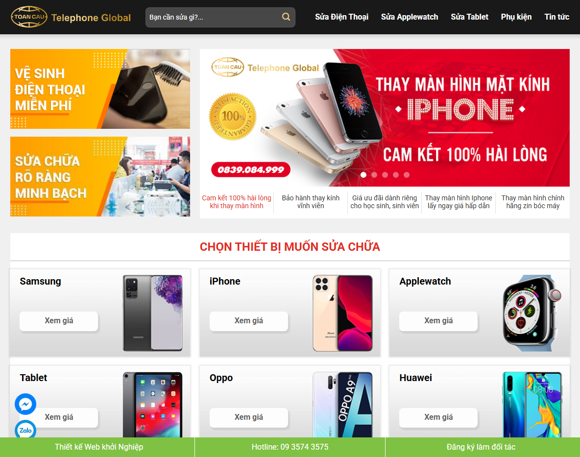 Giao diện Theme WordPress sửa điện thoại 01