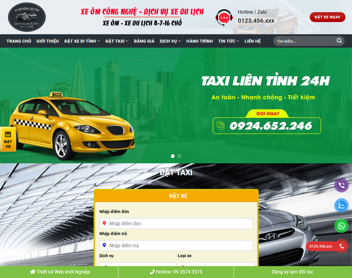 Giao diện trang chủ Theme WordPress Taxi 02