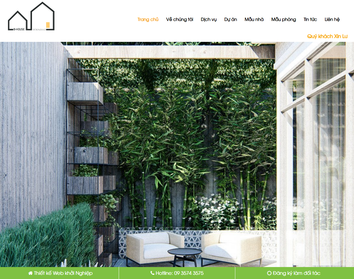 Theme WordPress thiết kế biệt thự - Giao diện trang chủ