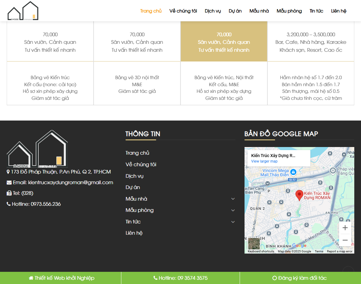 Theme WordPress thiết kế biệt thự - Trang chi tiết dự án