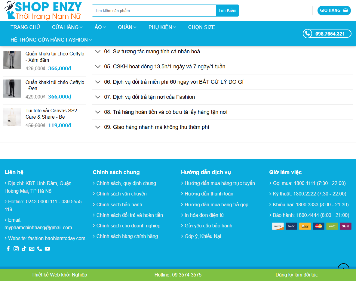 Tính năng quản lý Theme WordPress thời trang 09