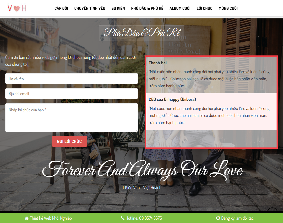 Giao diện theme đám cưới WordPress