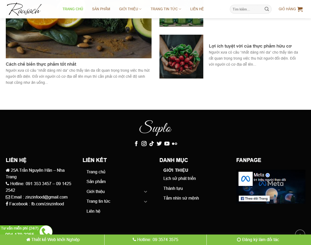 Theme WordPress thực phẩm hữu cơ trang sản phẩm
