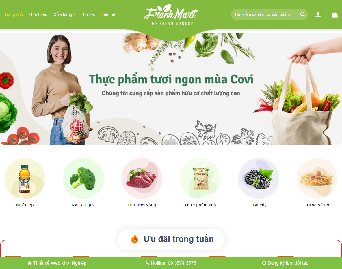 Theme WordPress thực phẩm sạch 01 - Trang chủ