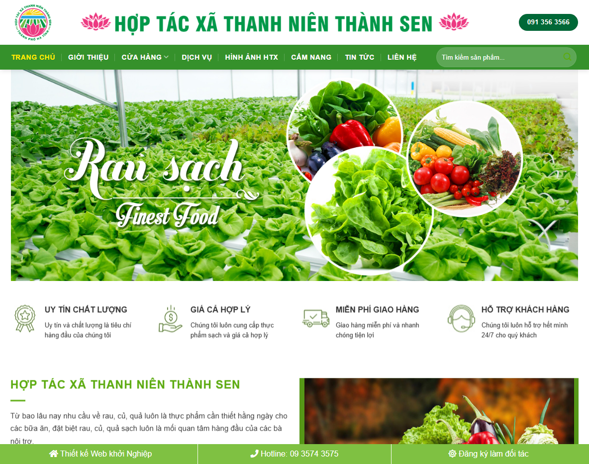 Theme WordPress thực phẩm sạch 08 - Giao diện trang chủ