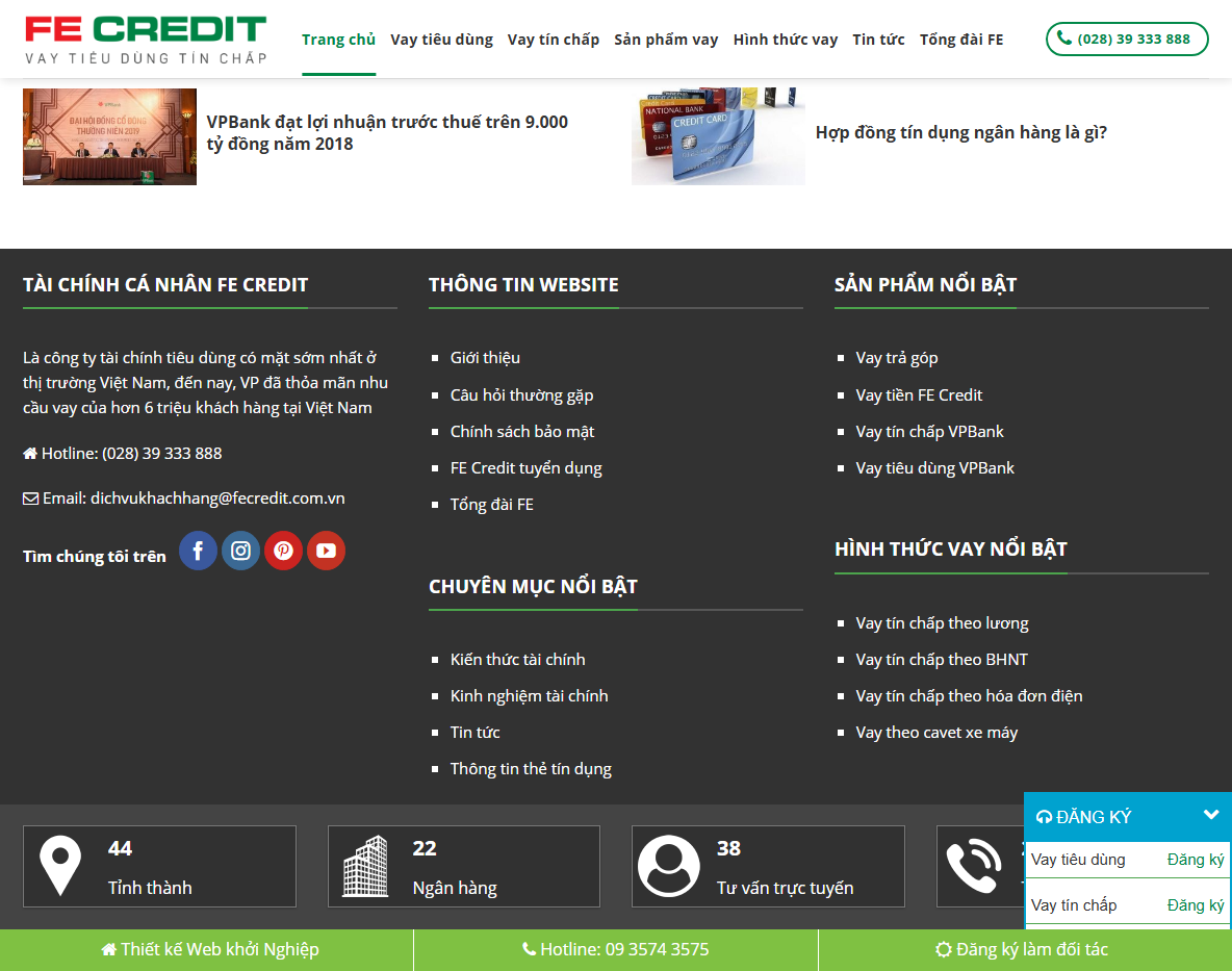 Giao diện Theme WordPress tín dụng VPBank