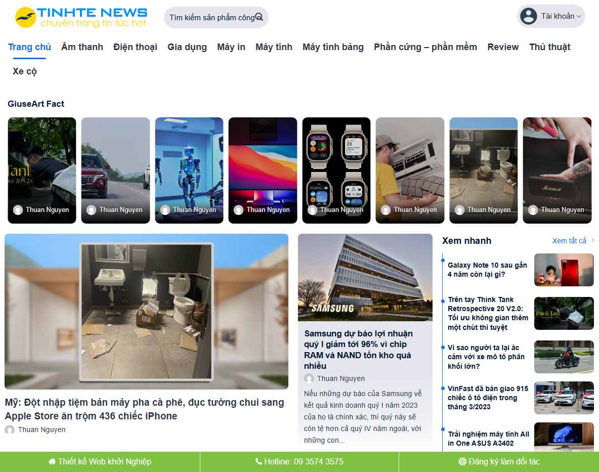 Theme WordPress tin tức giống Tinhte - Giao diện trang chủ