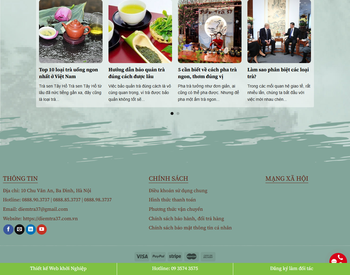 Giao diện trang sản phẩm Theme WordPress trà xanh 02