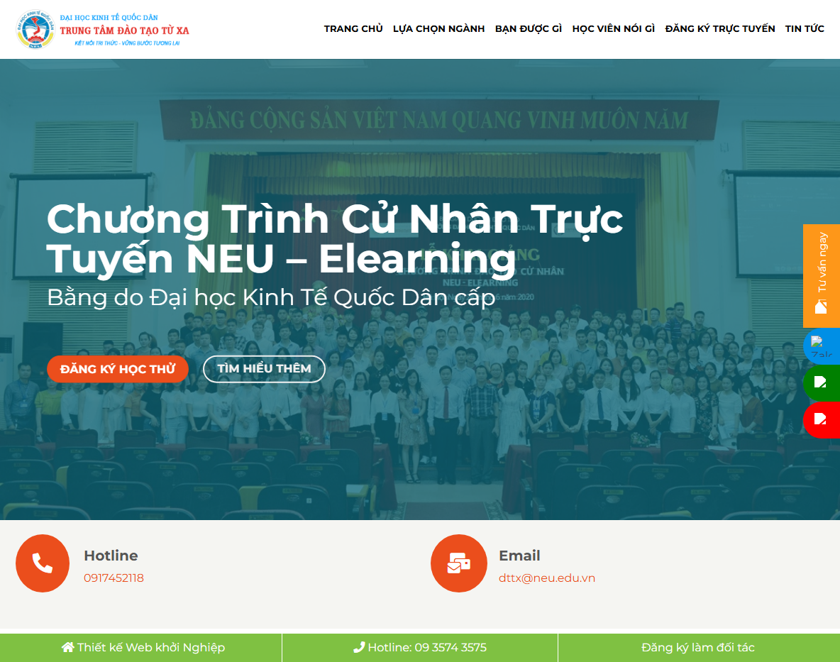 Giao diện theme wordpress trung tâm đào tạo