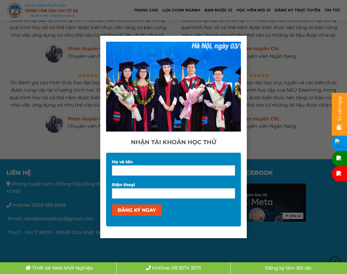 Tính năng quản lý của theme wordpress trung tâm đào tạo
