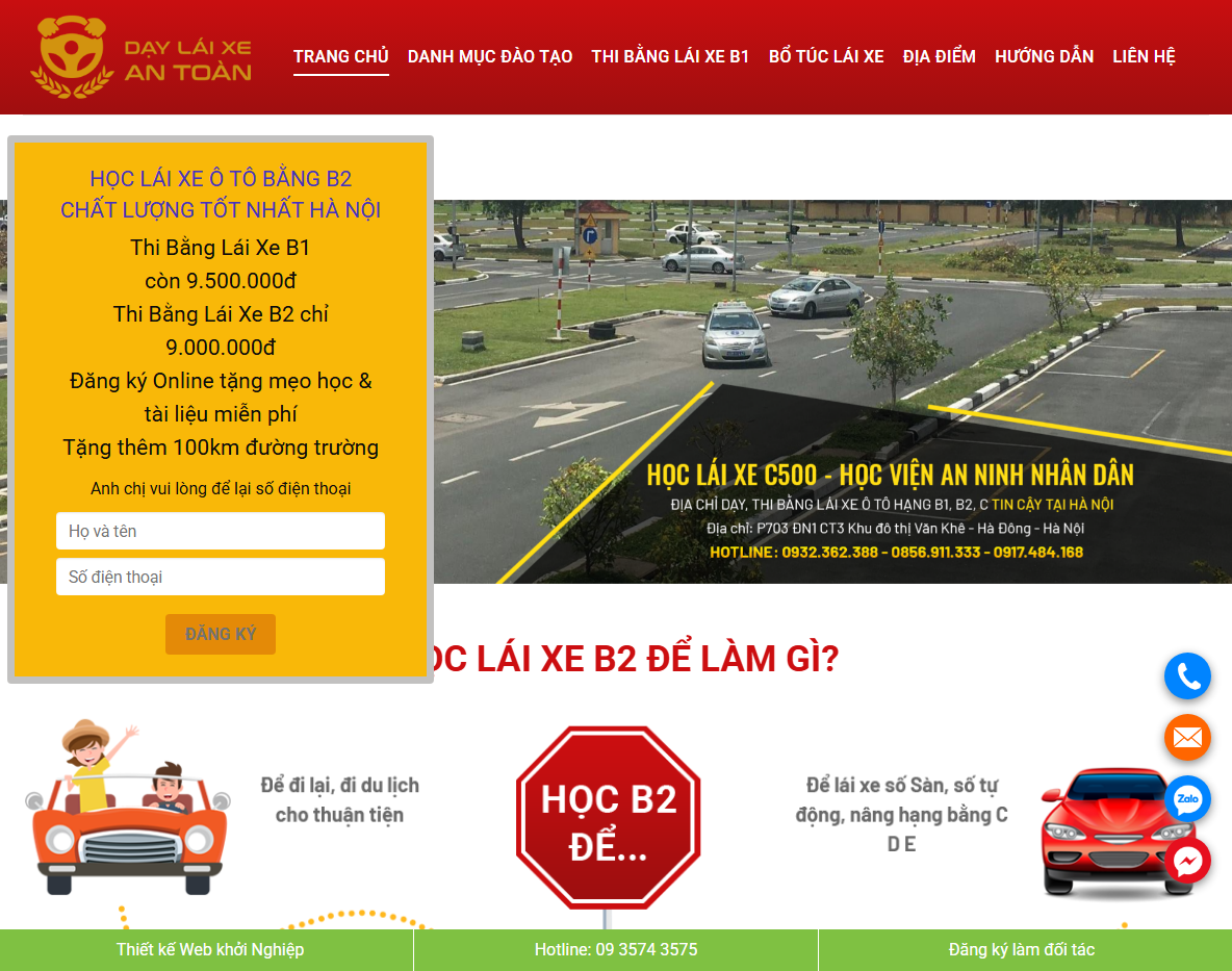 Giao diện Theme WordPress trung tâm dạy lái xe 01