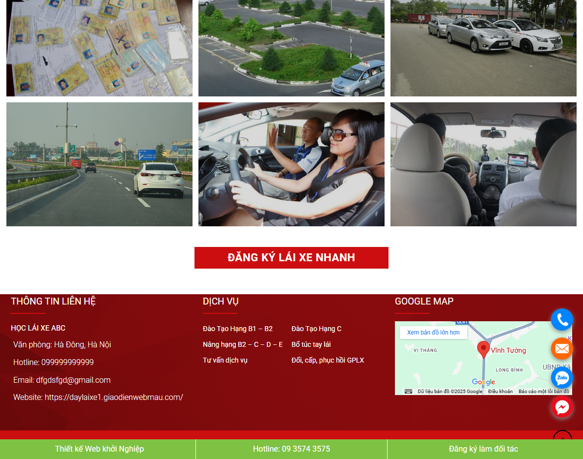 Giao diện responsive Theme WordPress trung tâm dạy lái xe 01