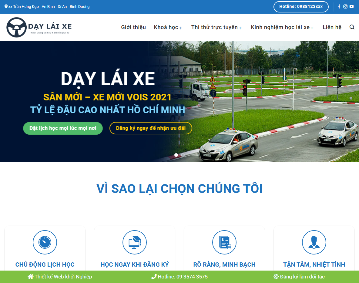 Giao diện theme wordpress trung tâm dạy lái xe