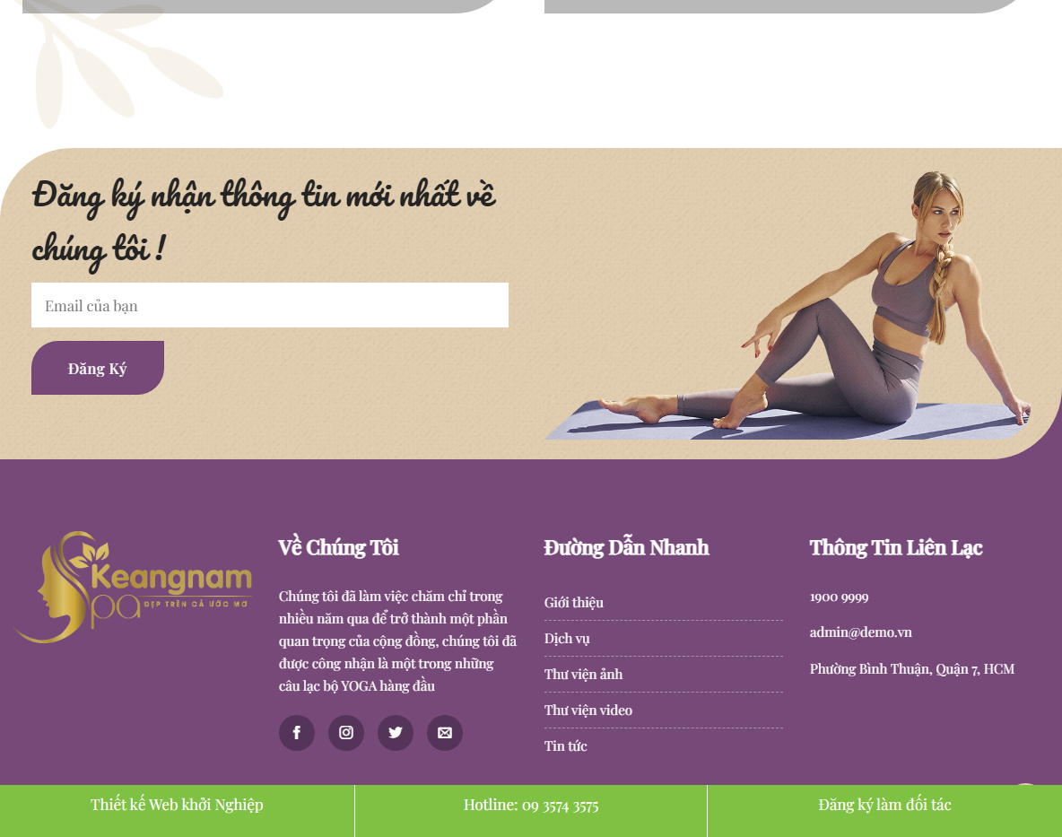 Tính năng Theme WordPress trung tâm yoga 01