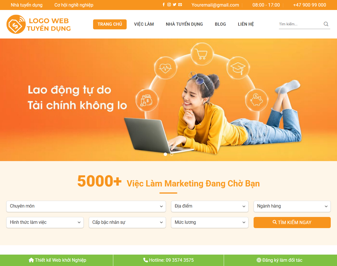 Giao diện Theme WordPress tuyển dụng 01