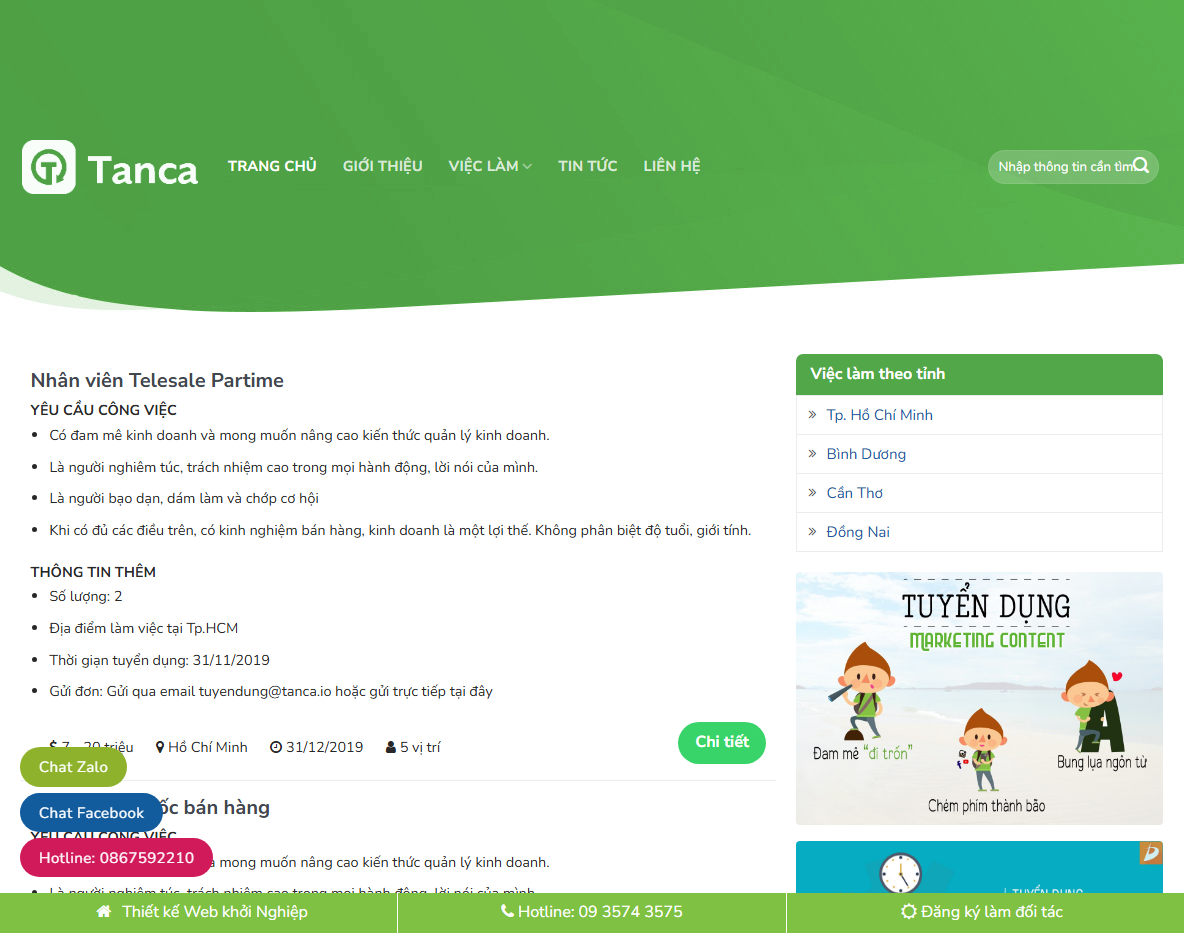 Giao diện theme wordpress tuyển dụng