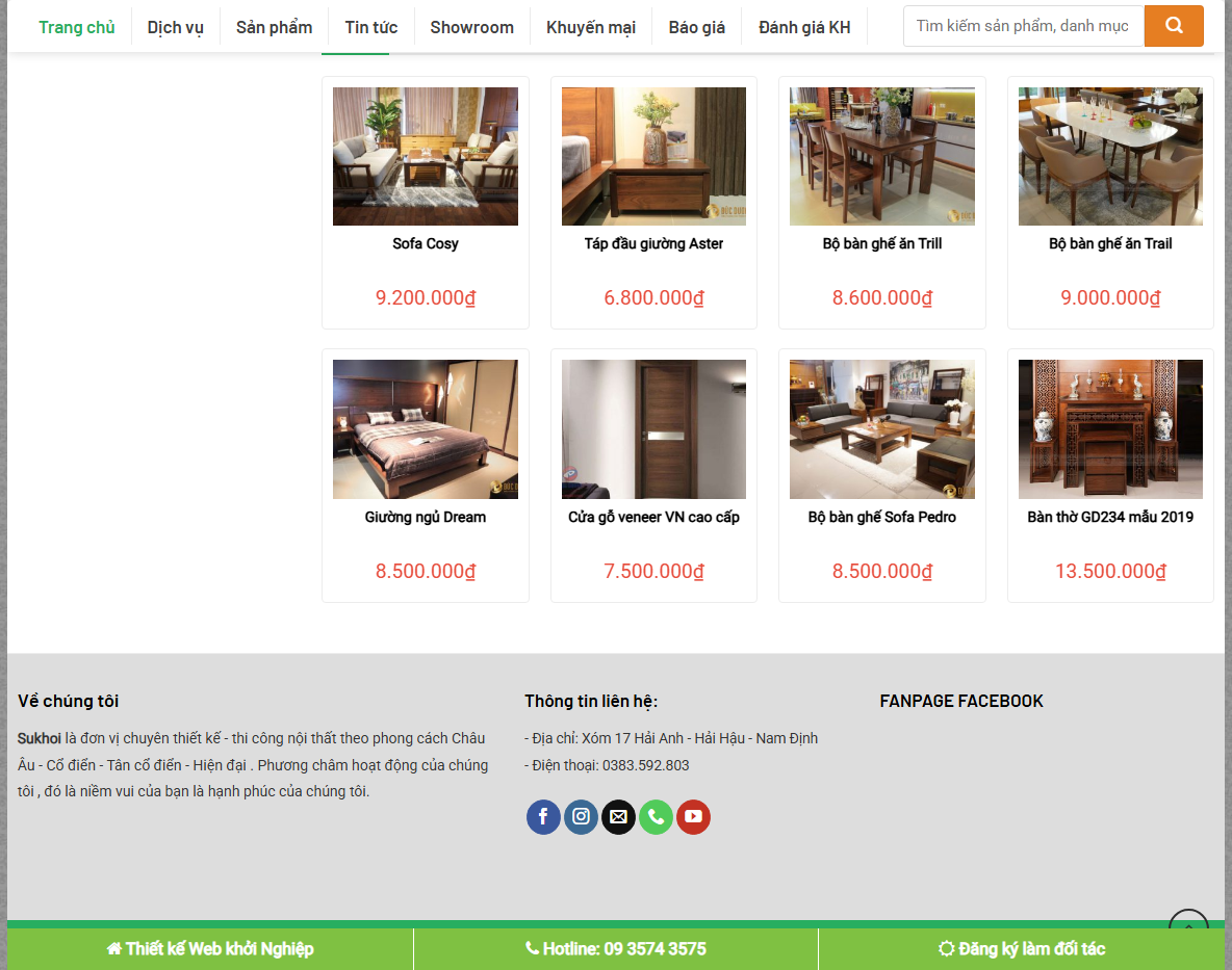 Demo themes wordpress bán tủ bếp